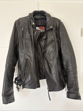 FIRST Gear Women's Black Leather Moto Jacket